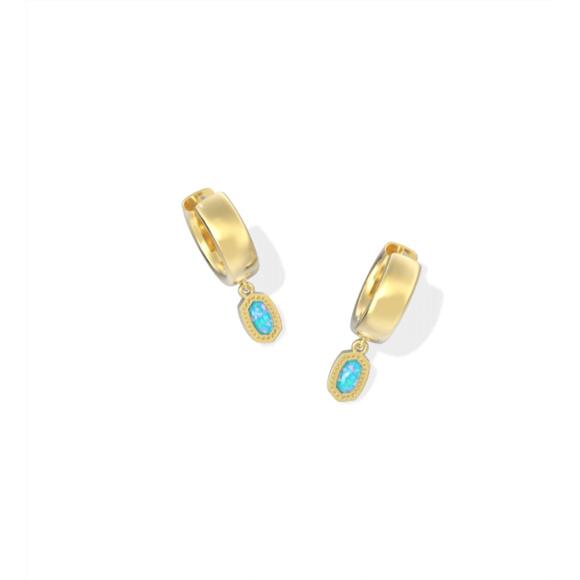 KENDRA SCOTT Jewelry - NEW KENDRA SCOTT women's mini ellie wide huggie earrings in gold blue opal